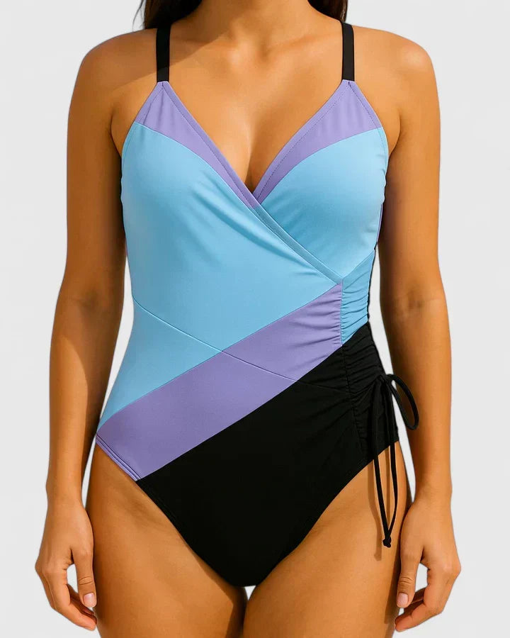 Bañador Mujer Rayas Elegante – Escote V y Diseño Moldeador