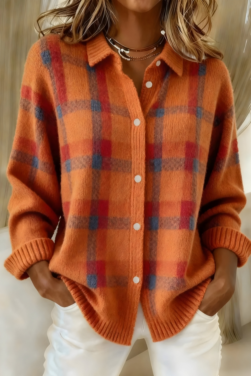 Candela - Chaqueta de Punto de Cuadros