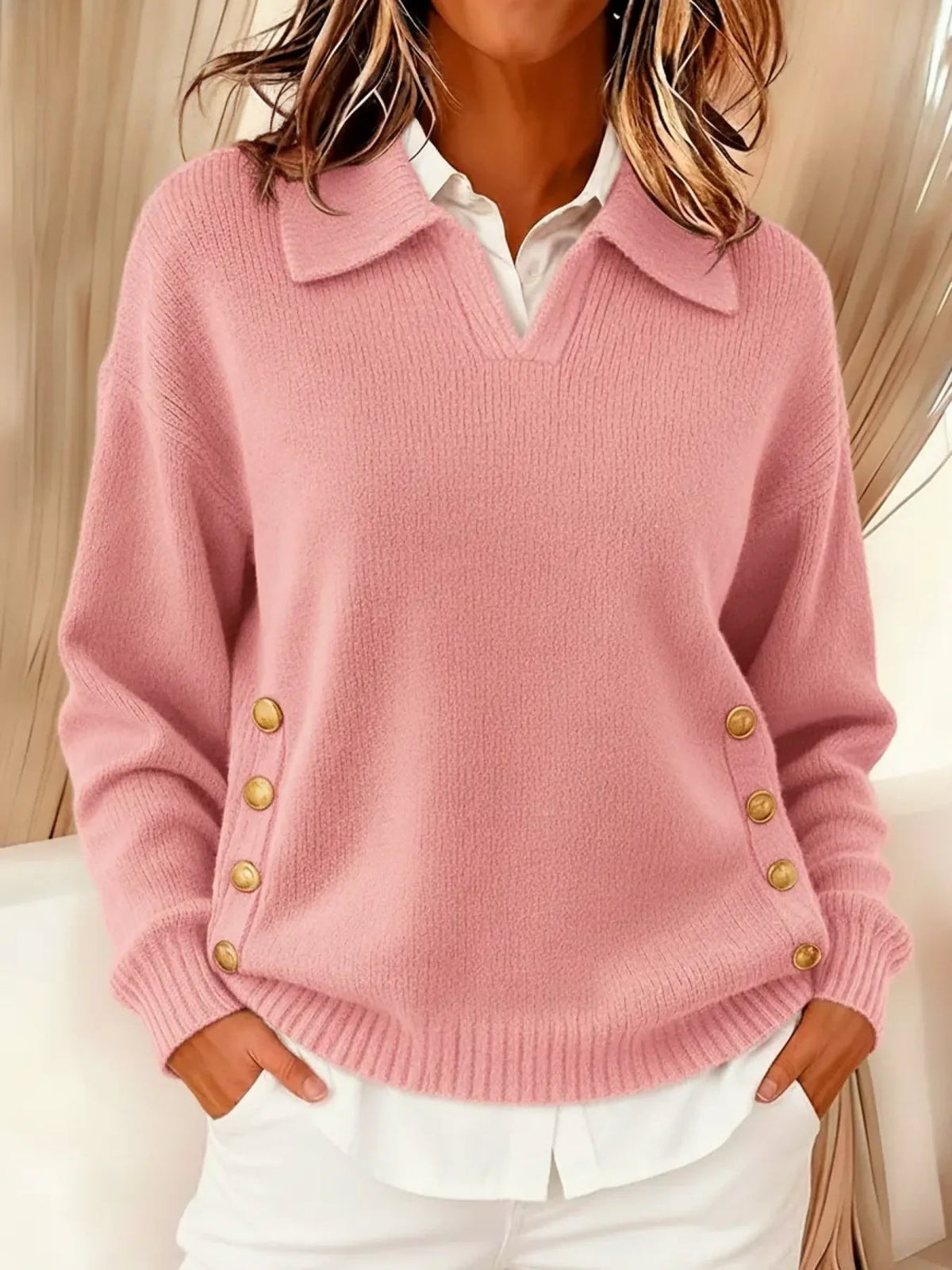 Vicenta - Jersey con Cuello Polo y Botones