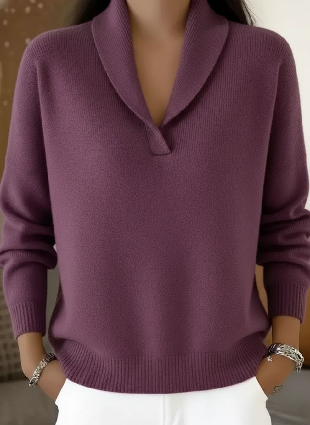 Encarna - Jersey con Cuello de Pico