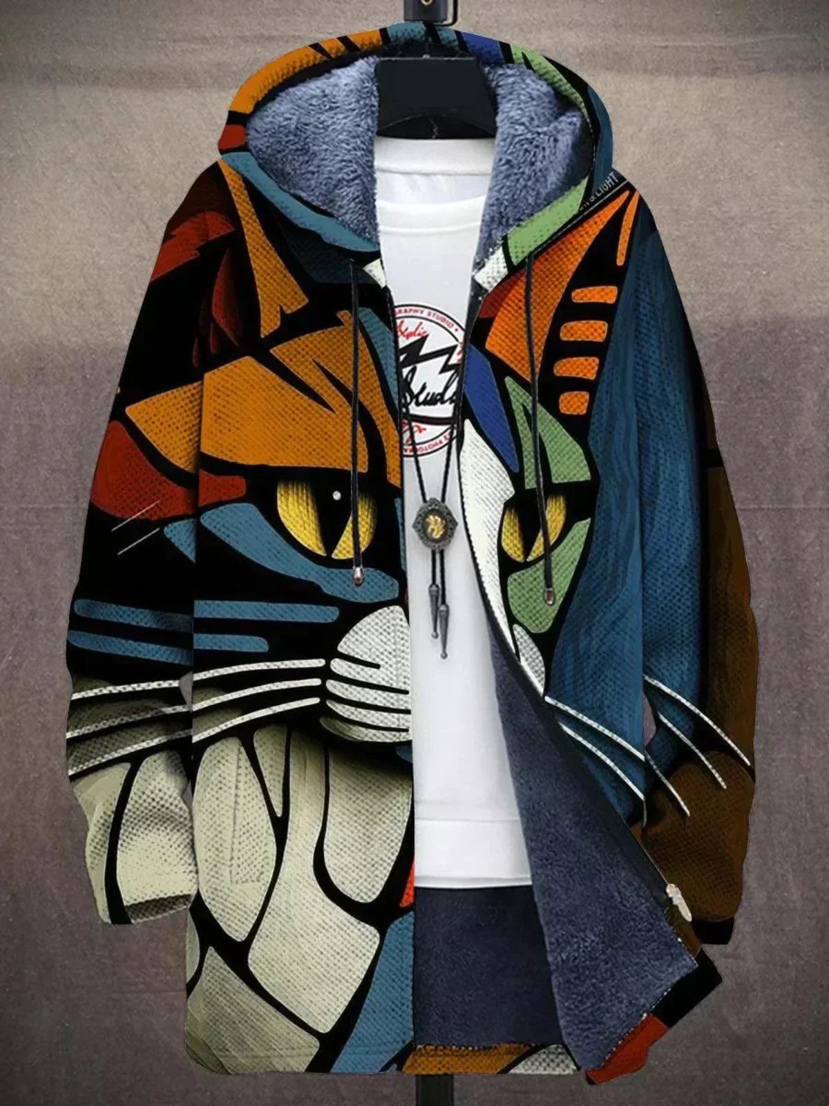 Cárdigan con capucha para mujer de estilo artístico acolchado
