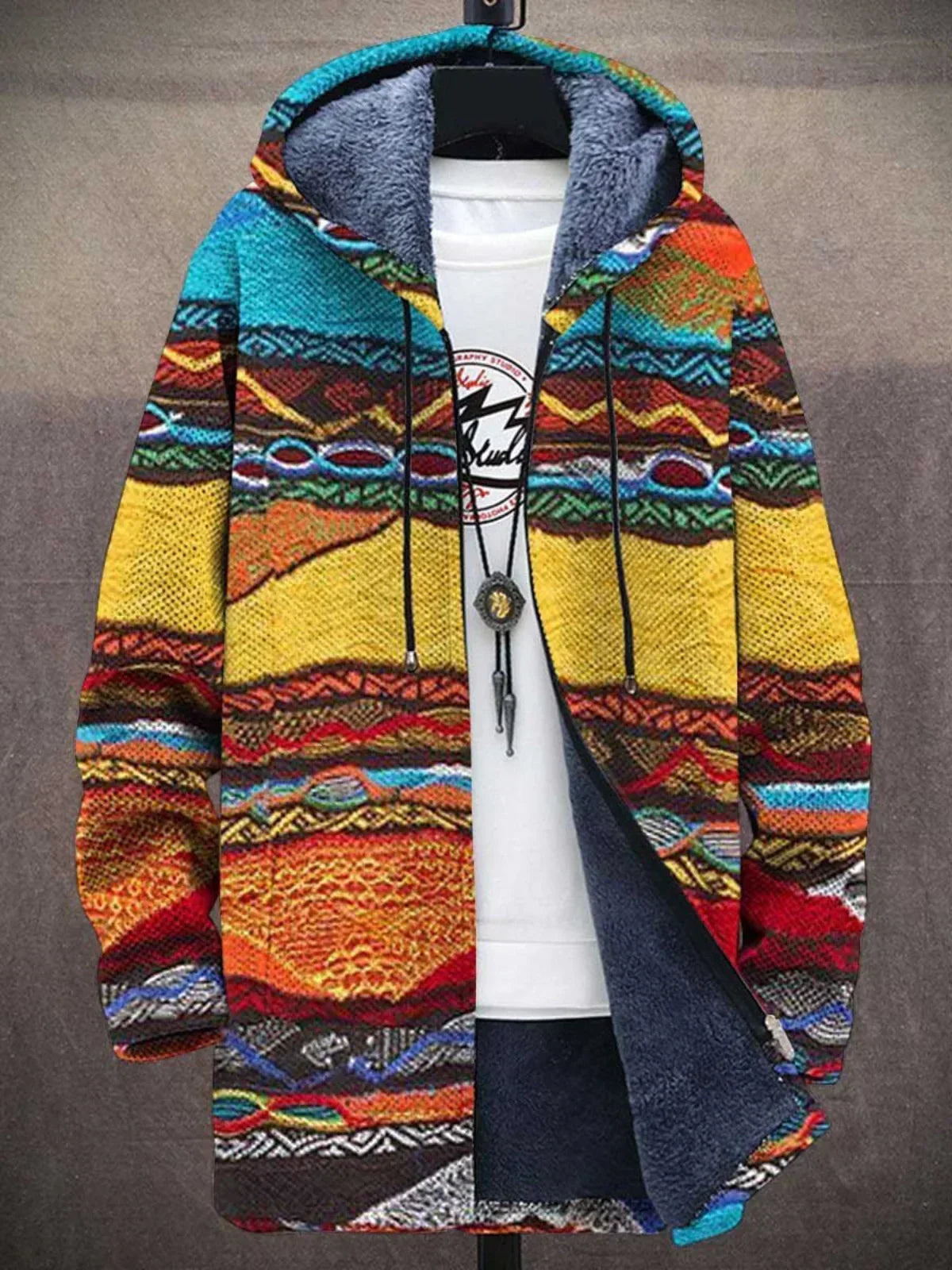 Cárdigan con capucha para mujer de estilo artístico acolchado
