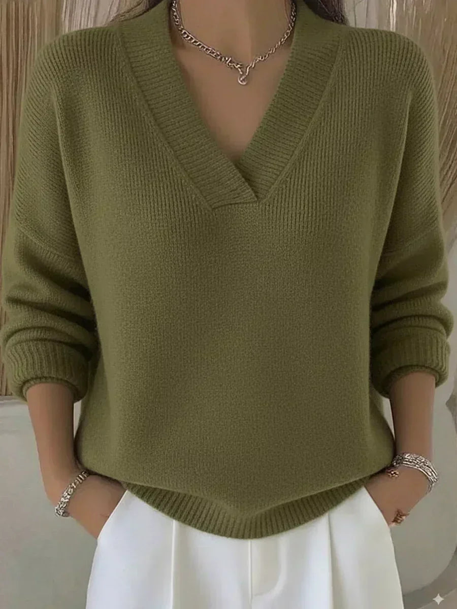 Violeta - Jersey Holgado con Cuello de Pico