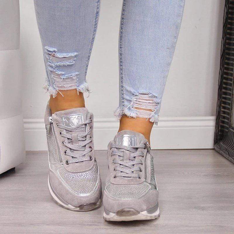 Zapatillas cómodas para mujer con cremallera lateral y cordones