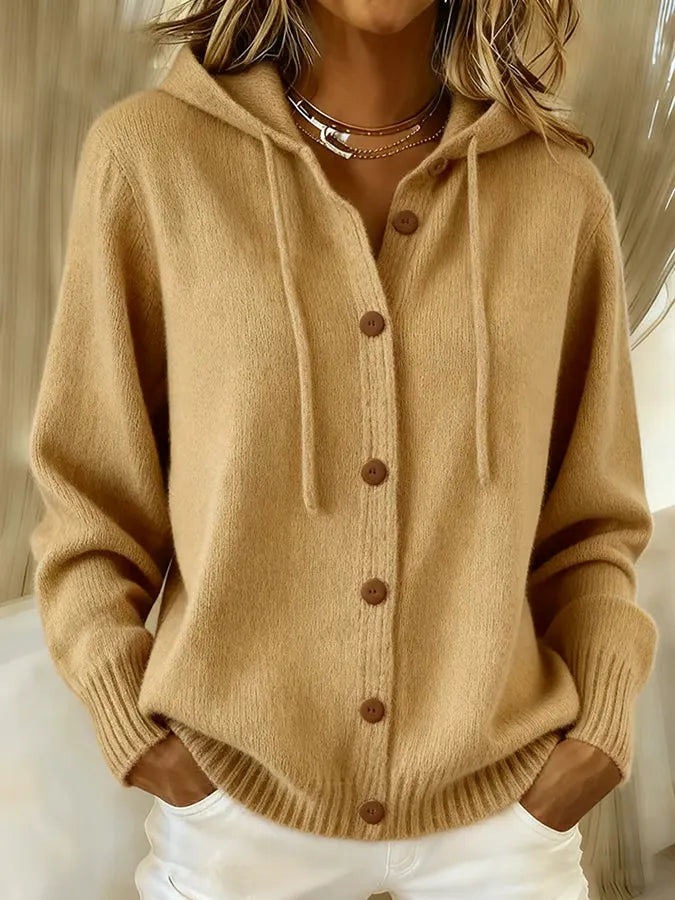 Begoña - Chaqueta de Punto con Capucha y Botones