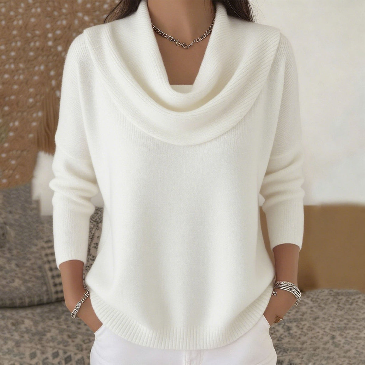 Julia - Jersey con Cuello Drapeado
