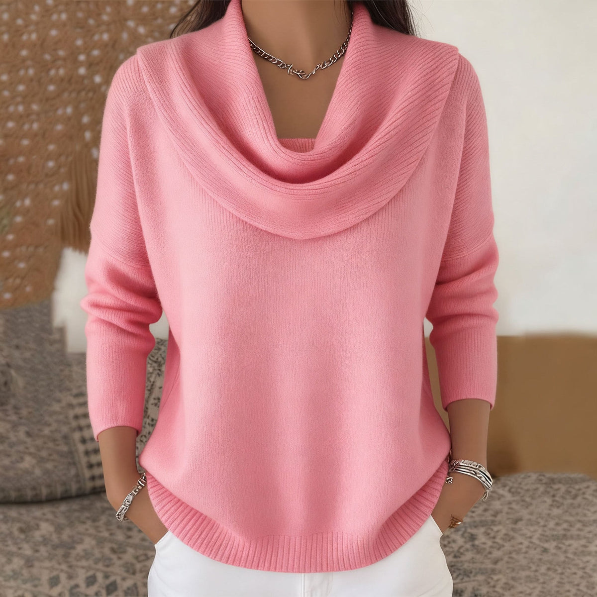 Julia - Jersey con Cuello Drapeado