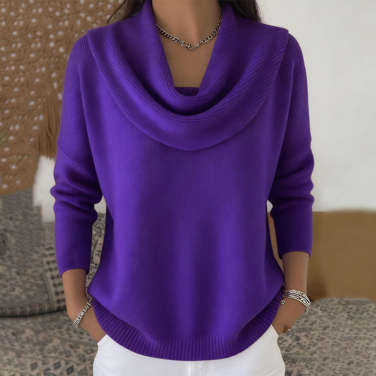 Julia - Jersey con Cuello Drapeado
