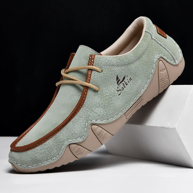 Mocasines casuales para hombre con cordones y suela de goma flexible
