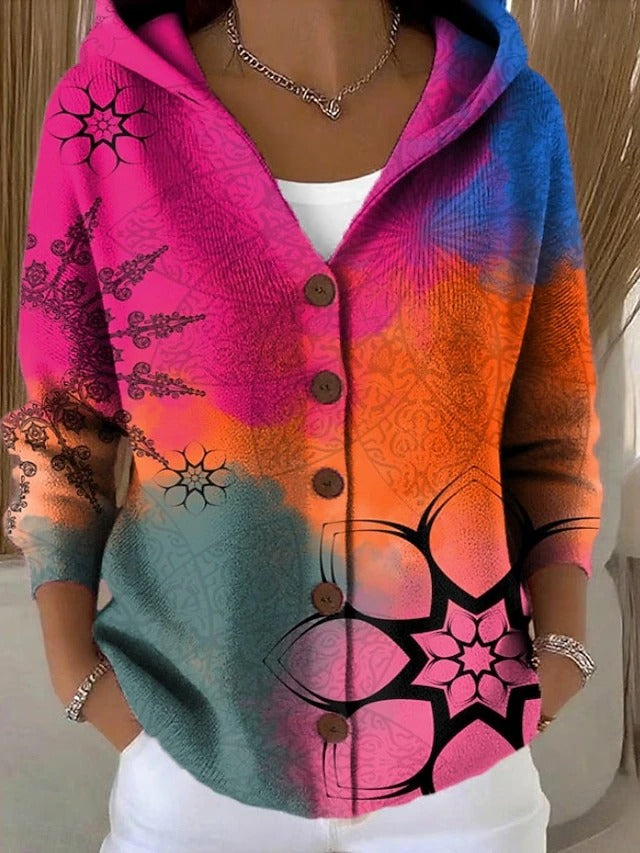 Paloma - Chaqueta de Punto Estampada con Capucha