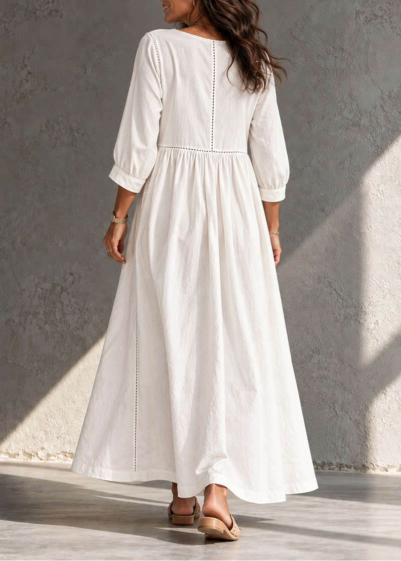 Vestido largo para mujer con costuras en contraste y bolsillos