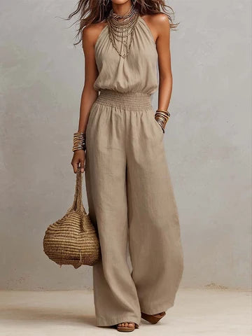 Federica - Mono con cuello halter y pantalón amplio