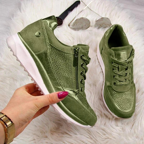 Zapatillas cómodas para mujer con cremallera lateral y cordones