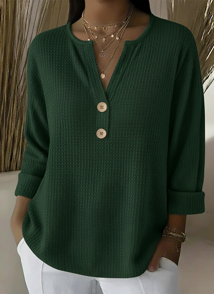Lucía - Camiseta Henley Gofrada con Botones