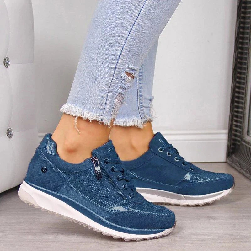Zapatillas cómodas para mujer con cremallera lateral y cordones