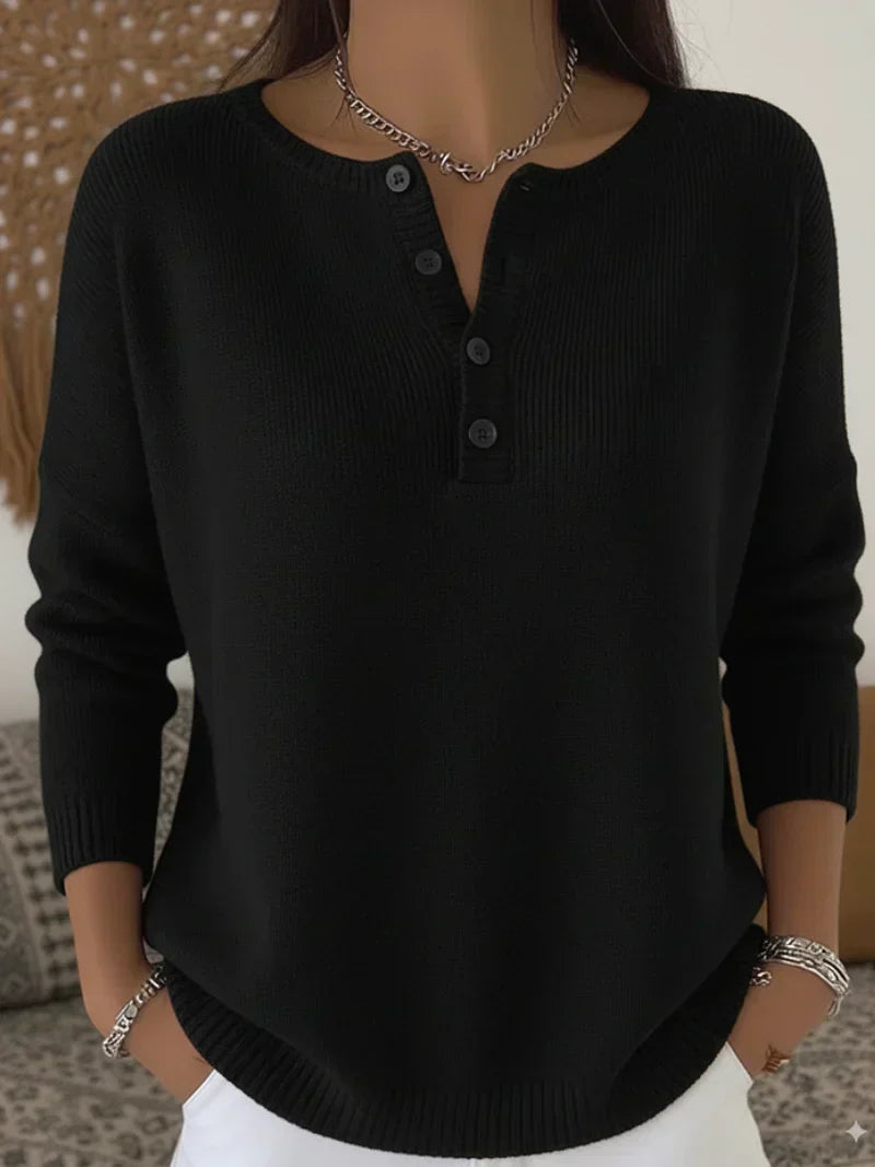 Helena - Jersey de Punto con Botones Henley