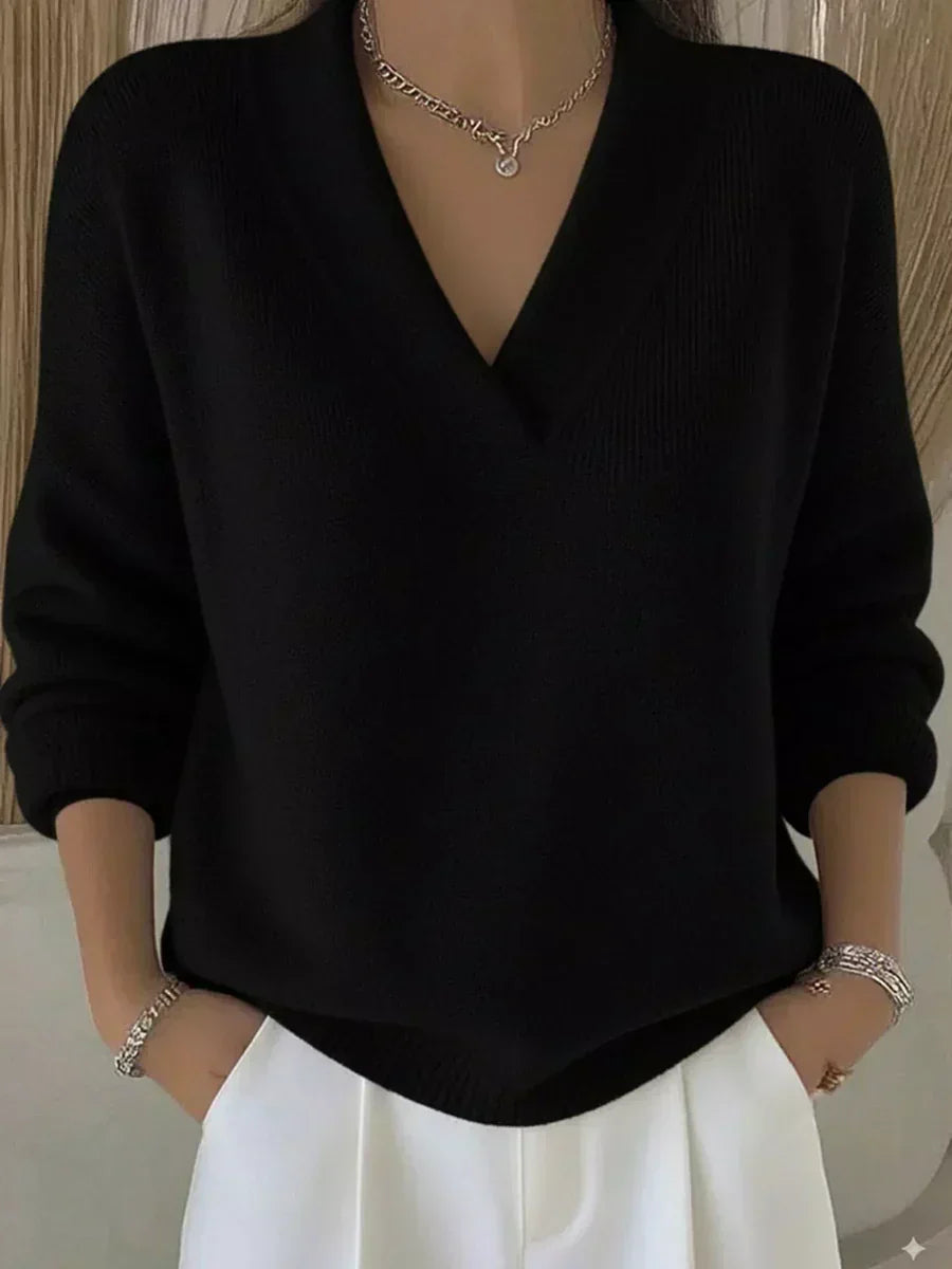 Violeta - Jersey Holgado con Cuello de Pico