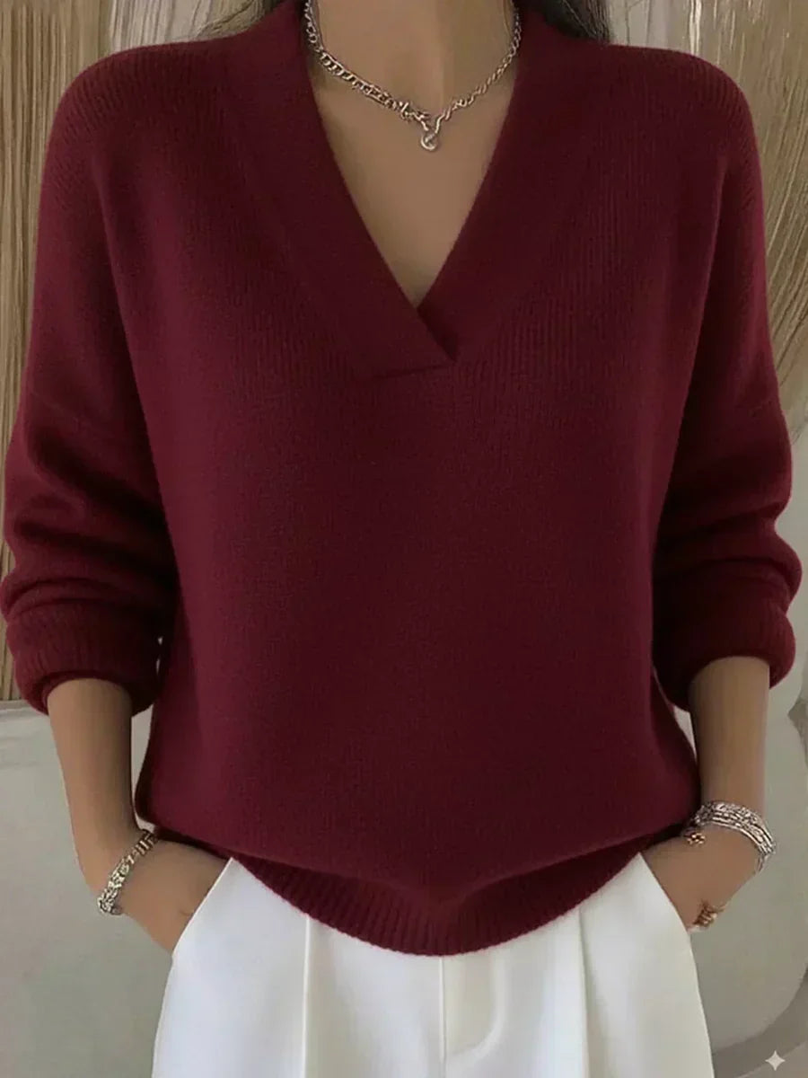 Violeta - Jersey Holgado con Cuello de Pico