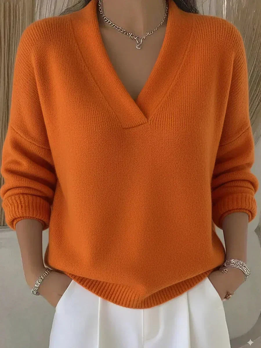 Violeta - Jersey Holgado con Cuello de Pico