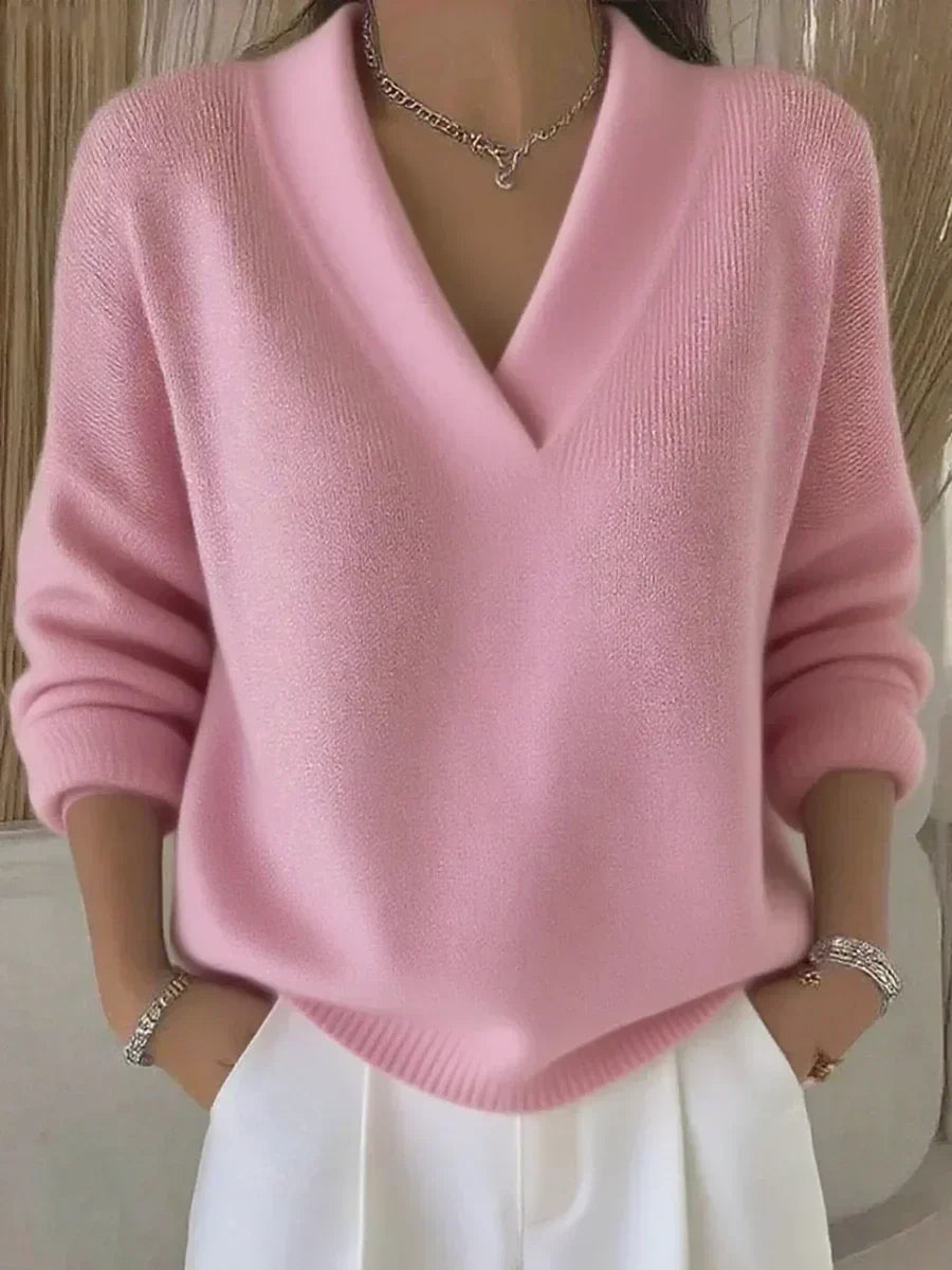 Violeta - Jersey Holgado con Cuello de Pico