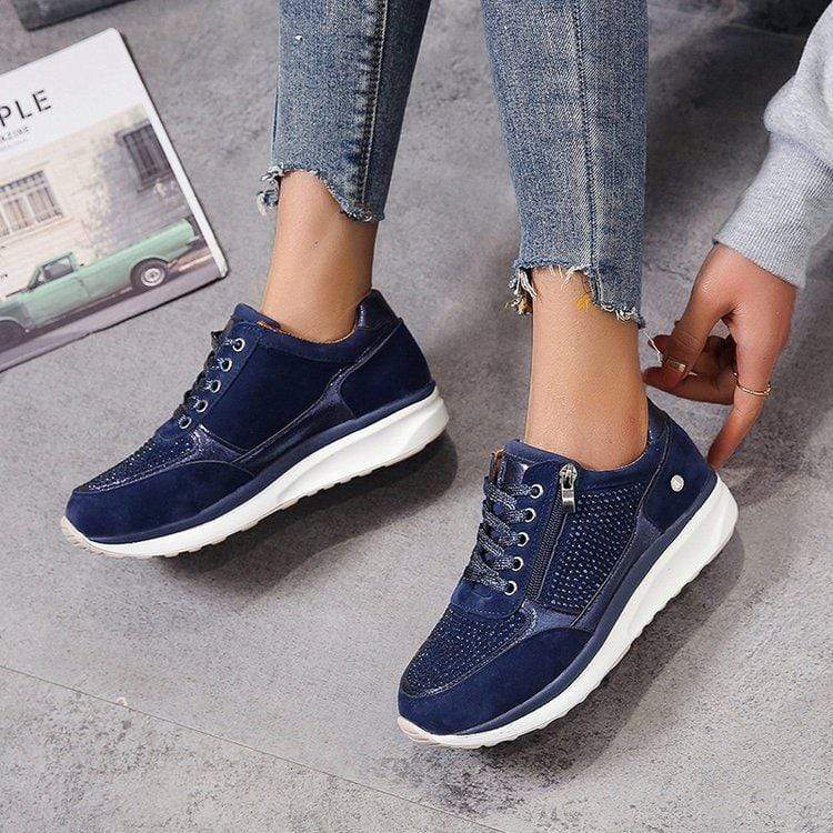 Zapatillas cómodas para mujer con cremallera lateral y cordones
