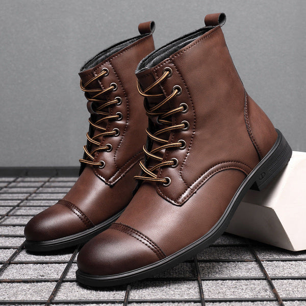 Botas hombre estilo cuero casual con cordones – botines urbanos cómodos resistentes