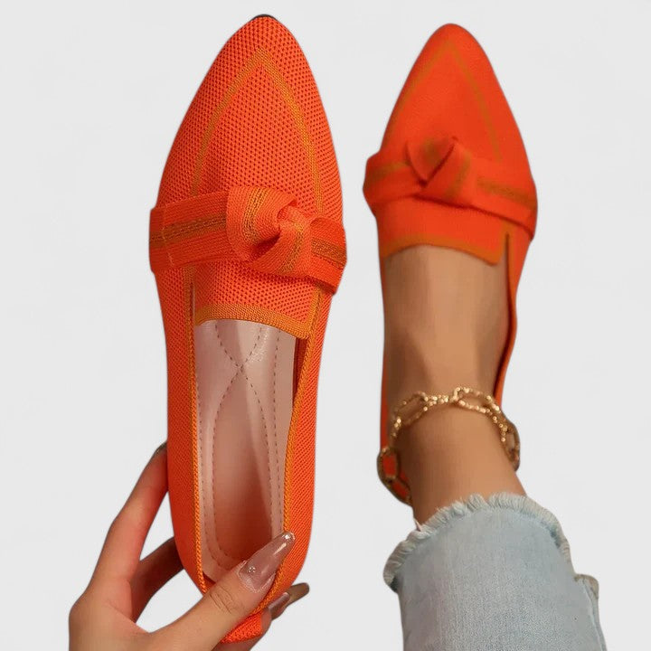 Mocasines slip-on para mujer con punta afilada y lazo decorativo