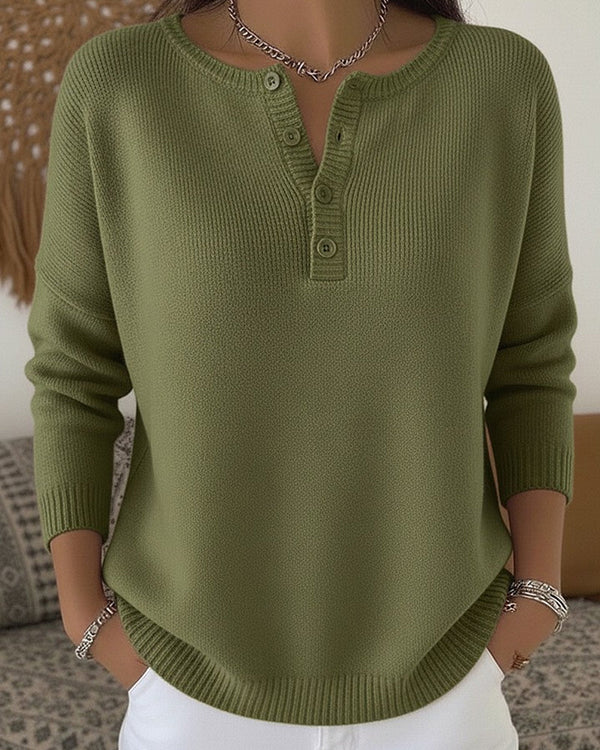 Helena - Jersey de Punto con Botones Henley