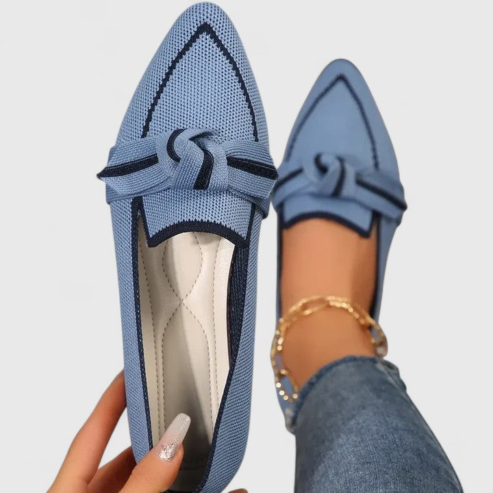 Mocasines slip-on para mujer con punta afilada y lazo decorativo