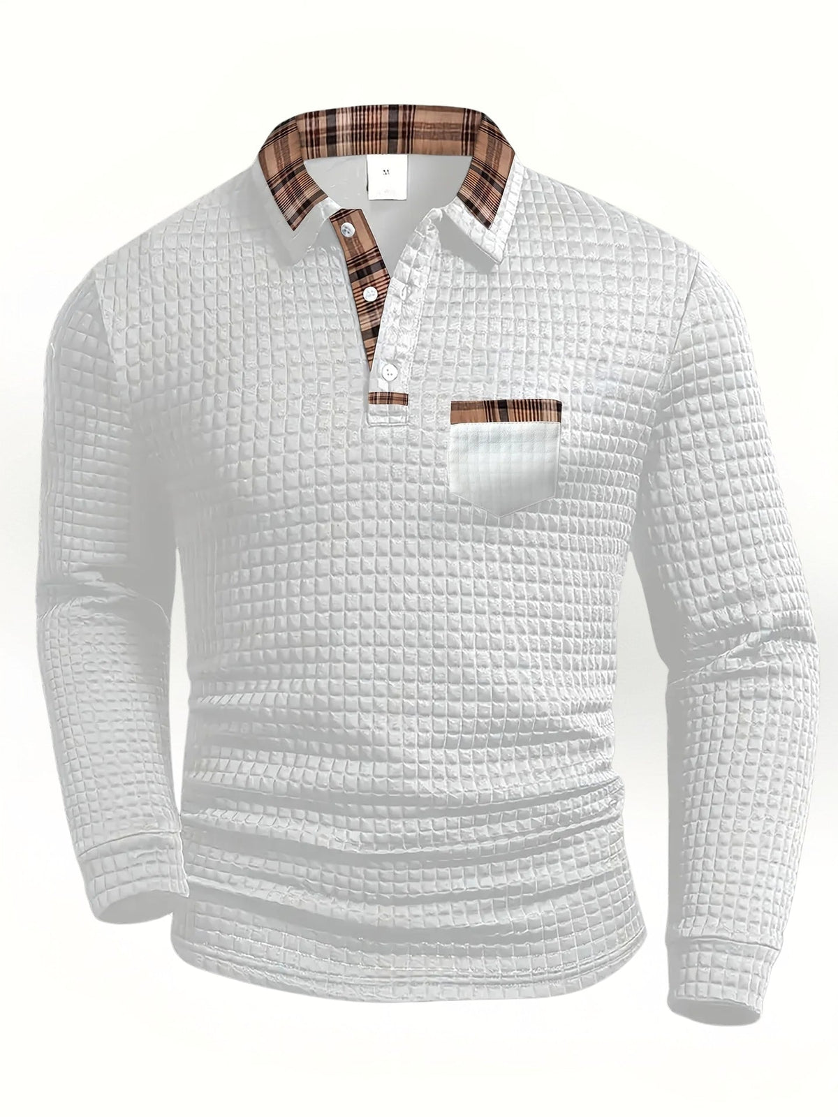 Polo hombre manga larga textura moderna – estilo urbano elegante versátil