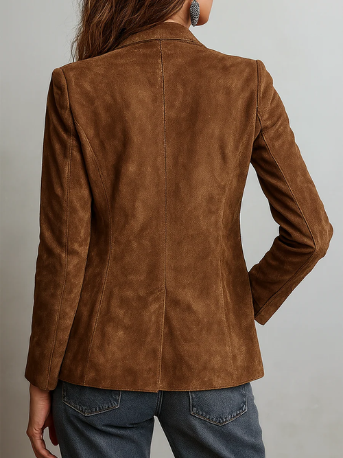 Blazer vintage para mujer con solapas y bolsillos delanteros