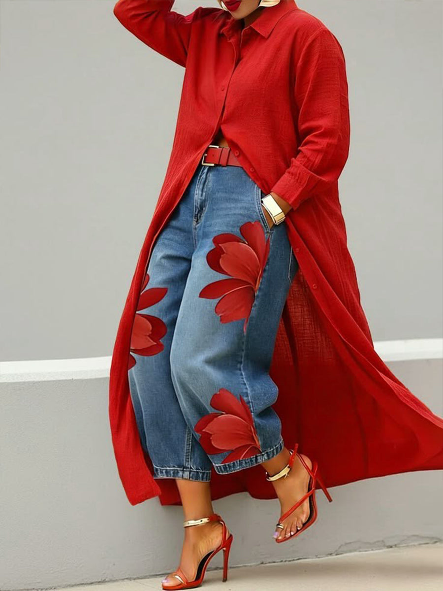 Vestido Camisa Midi de Algodón y Lino – Estilo Elegante y Fluido