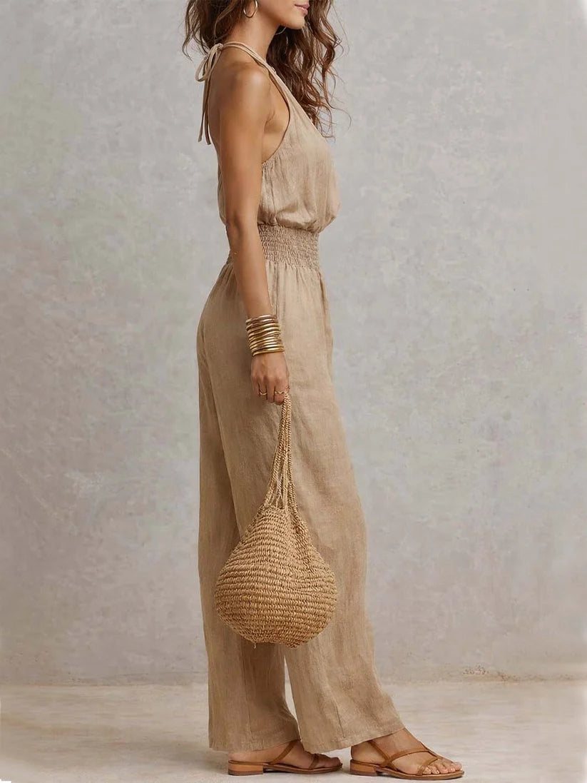 Federica - Mono con cuello halter y pantalón amplio