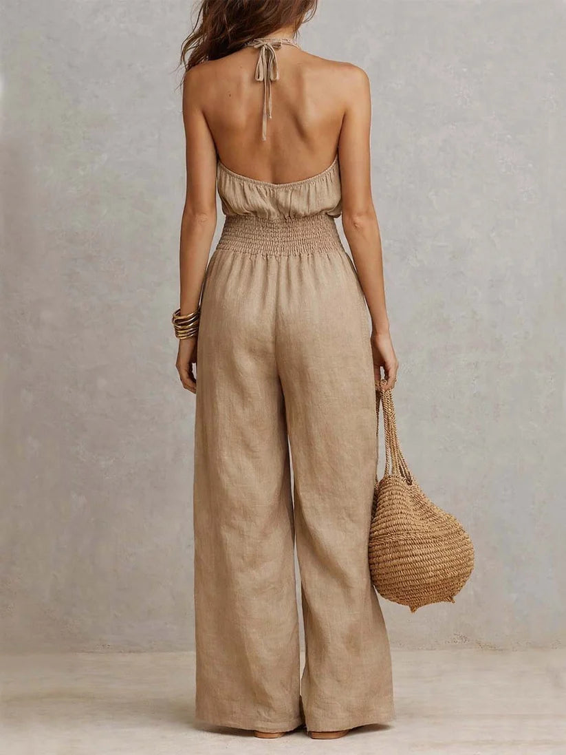 Federica - Mono con cuello halter y pantalón amplio