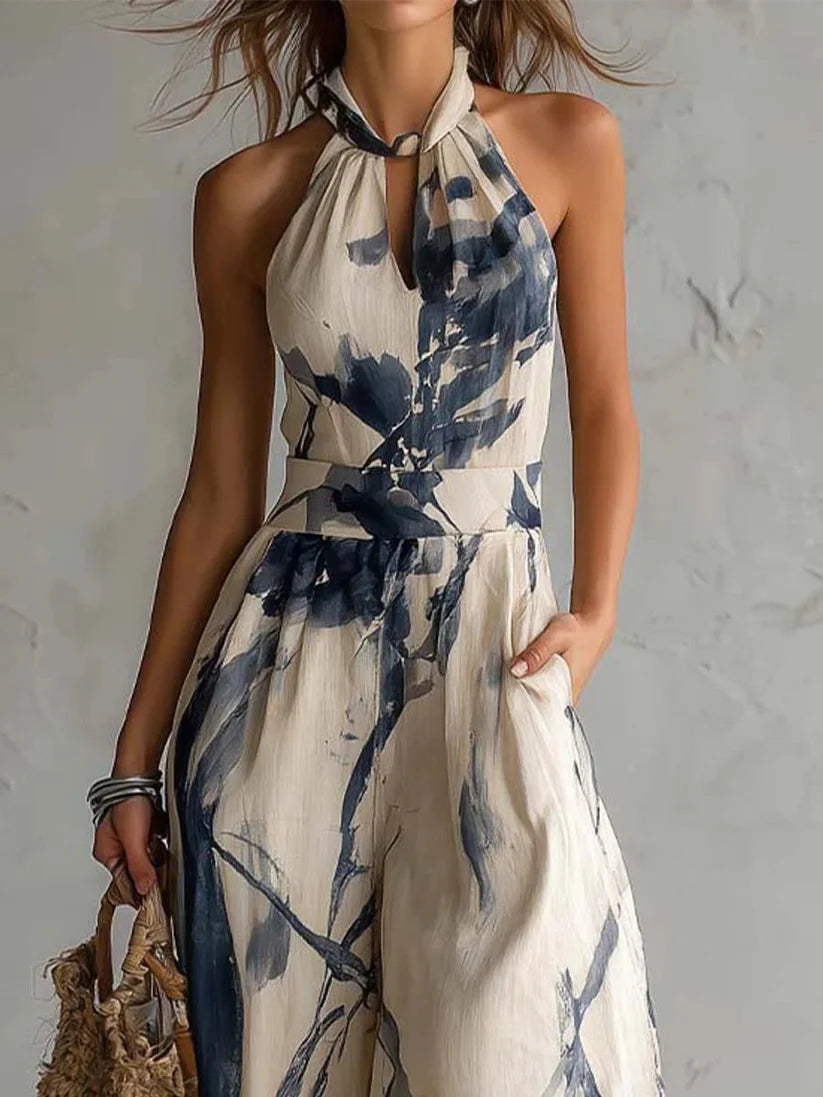 Ilaria - Mono estampado de pierna ancha