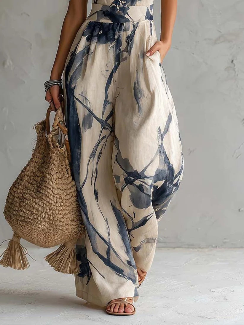 Ilaria - Mono estampado de pierna ancha
