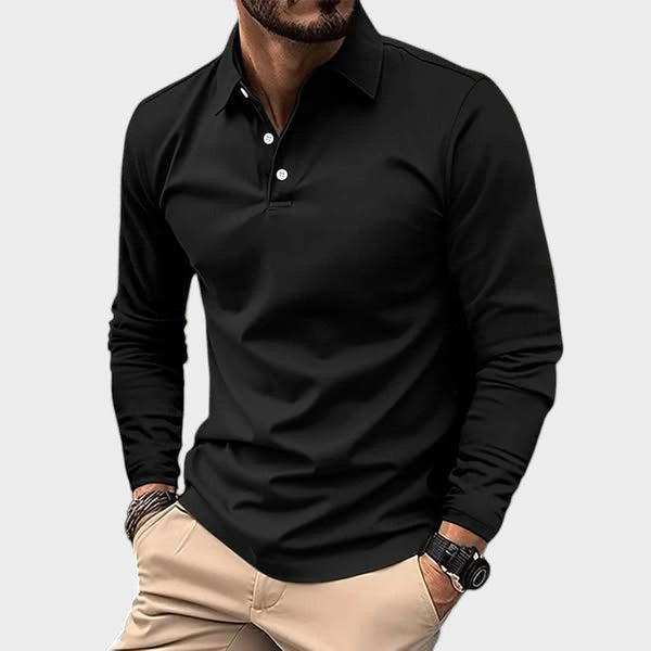 Polo hombre manga larga diseño minimalista – estilo elegante cómodo diario