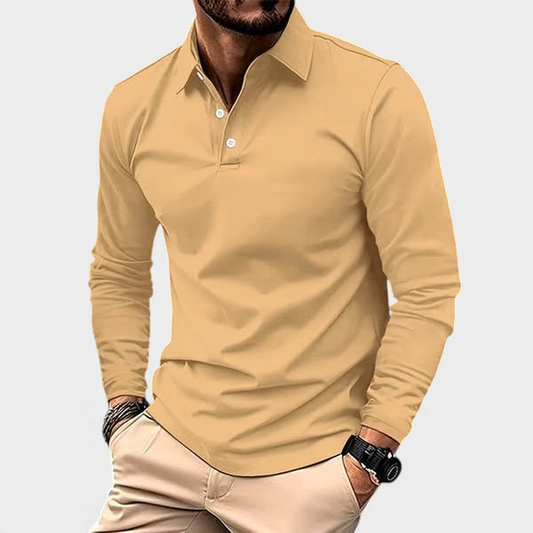 Polo hombre manga larga caqui – estilo casual elegante cómodo versátil