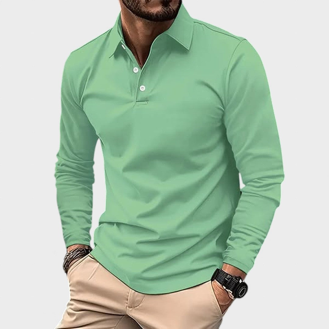 Polo hombre manga larga corte entallado – estilo moderno versátil diario
