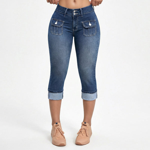 Pantalones Capri Denim Mujer Ajustados – Estilo Cómodo y Moldeador