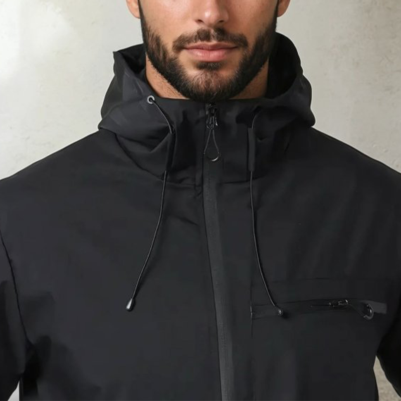 Chaqueta con capucha para hombre con cremallera y bolsillos
