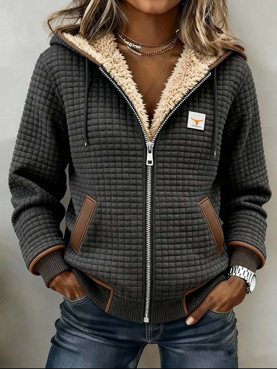 Chaqueta acolchada de mujer con capucha y forro de borreguito